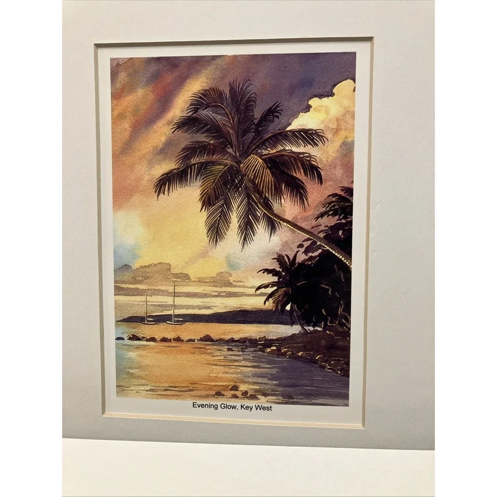 Bahia Honda Evening Glow Florida Keys Sailboat Tropical Painting George Salhofer